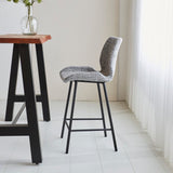 Bar Stools - Beau Bar Stool Light Gray Chenille Fabric - 67 cm Seat Height - Without Armrests - Dimehouse