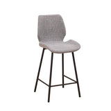 Bar Stools - Beau Bar Stool Light Gray Chenille Fabric - 67 cm Seat Height - Without Armrests - Dimehouse