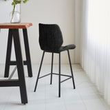 Bar Stools - Beau Bar Stool Black Chenille Fabric - 67 cm Seat Height - Without Armrests - Dimehouse