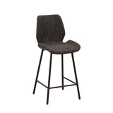 Bar Stools - Beau Bar Stool Black Chenille Fabric - 67 cm Seat Height - Without Armrests - Dimehouse