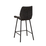 Bar Stools - Beau Bar Stool Black Chenille Fabric - 67 cm Seat Height - Without Armrests - Dimehouse