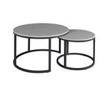 Coffee tables - Coffee table set of 2 Trevor marble gray round - Dimehouse