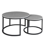 Coffee tables - Coffee table set of 2 Trevor marble gray round - Dimehouse