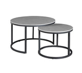 Coffee tables - Coffee table set of 2 Trevor marble gray round - Dimehouse