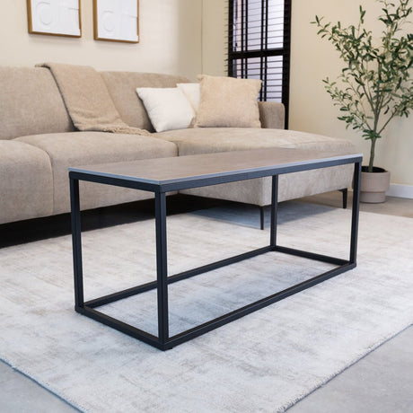 Coffee tables - Fien Coffee Table Gray Marble Look Rectangular 100x40 cm - Dimehouse