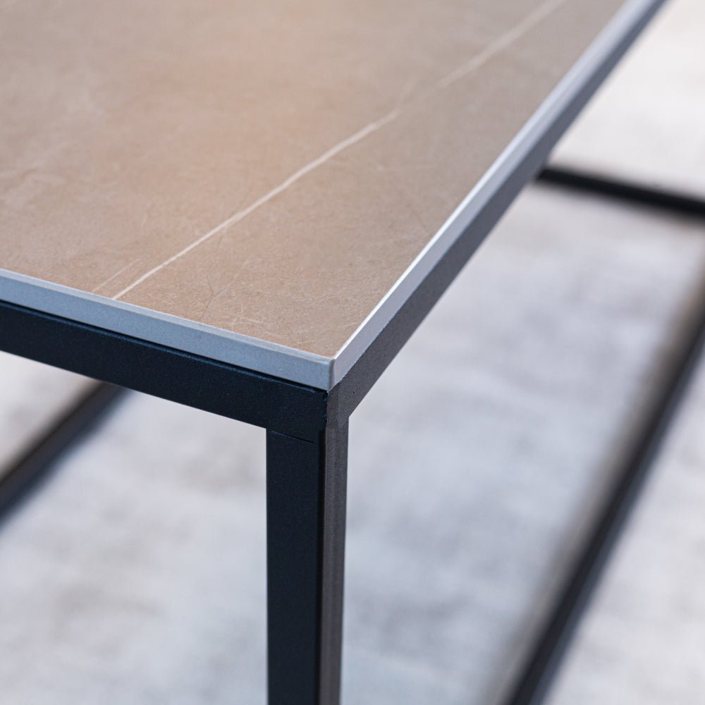 Coffee tables - Fien Coffee Table Gray Marble Look Rectangular 100x40 cm - Dimehouse