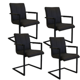 Dining room chairs - Set of 4 Industrial Dining room chairs Jackson Anthracite - Microfiber - With Armrests - Dimehouse