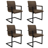 Dining room chairs - Set of 4 Industrial Dining room chairs Jackson Taupe - Microfiber - With Armrests - Dimehouse
