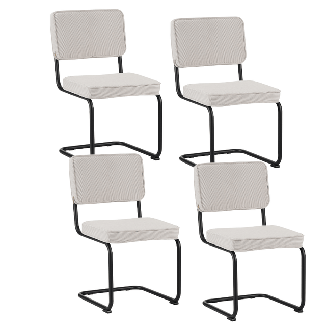 Dining room chairs - Set of 4 Dining room chairs Remo Cream Rib fabric - Without Armrests - Dimehouse