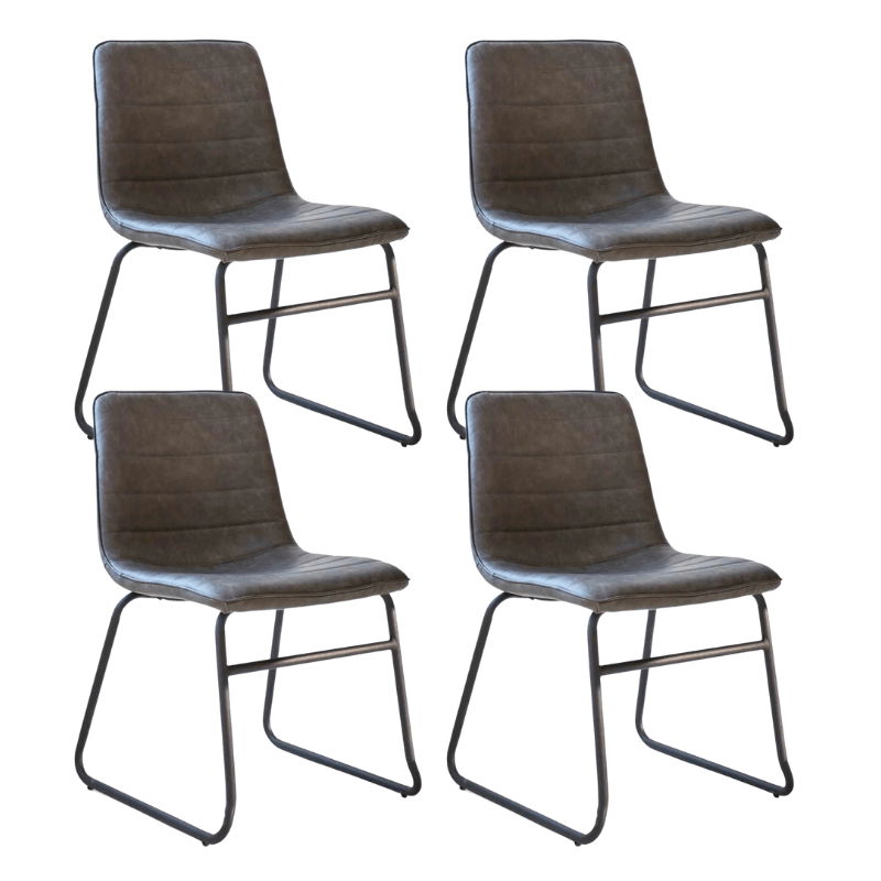 Dining room chairs - Set of 4 Industrial Dining room chairs Mark Anthracite Faux Leather - Without Armrests - Dimehouse