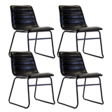 Dining room chairs - Set of 4 Industrial Dining room chairs Mark Black Faux Leather - Without Armrests - Dimehouse