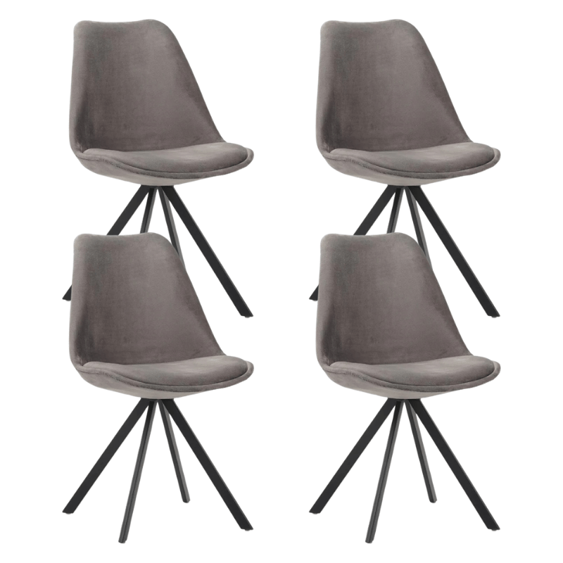 Dining room chairs - Set of 4 Dining room chairs Jace Velvet Gray - Without Armrests - Dimehouse