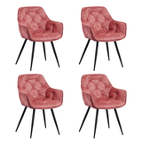 Dining room chairs - Set of 4 Dining room chairs Velvet Pink Fabric Audrey - With Armrests - Dimehouse