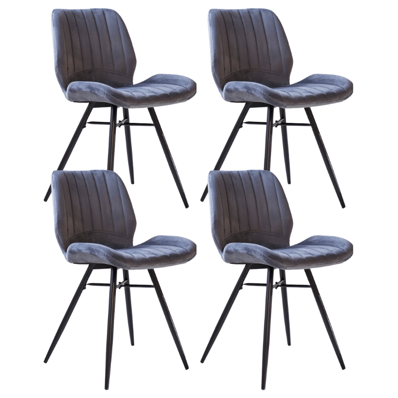 Dining room chairs - Set of 4 Dining room chairs Beau Anthracite Velvet Fabric - Without Armrests - Dimehouse