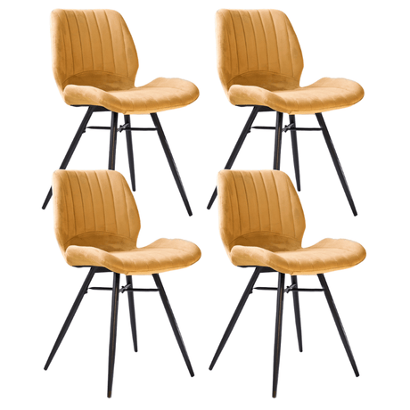 Dining room chairs - Set of 4 Dining room chairs Beau Yellow Velvet Fabric - Without Armrests - Dimehouse