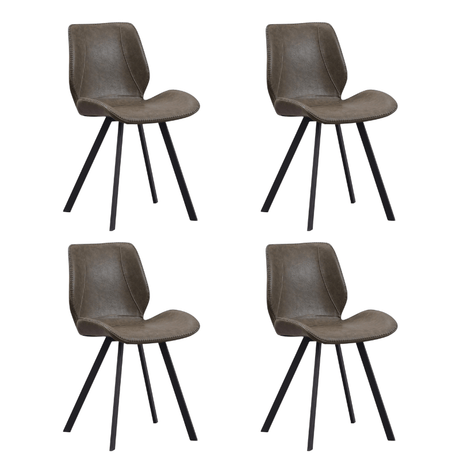 Dining room chairs - Set of 4 Dining room chairs Industrial Green Faux Leather Barry - Without Armrests - Dimehouse