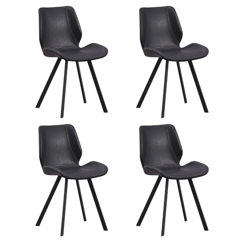 Dining room chairs - Set of 4 Dining room chairs Industrial Black Faux Leather Barry - Without Armrests - Dimehouse