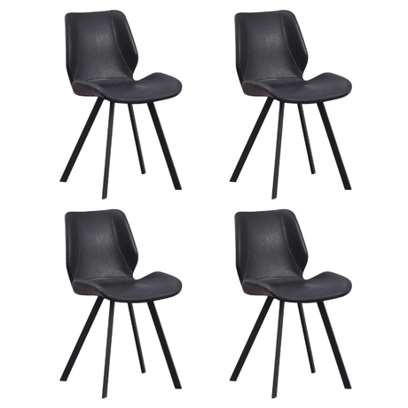 Dining room chairs - Set of 4 Dining room chairs Industrial Black Faux Leather Barry - Without Armrests - Dimehouse