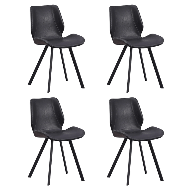 Dining room chairs - Set of 4 Dining room chairs Industrial Black Faux Leather Barry - Without Armrests - Dimehouse