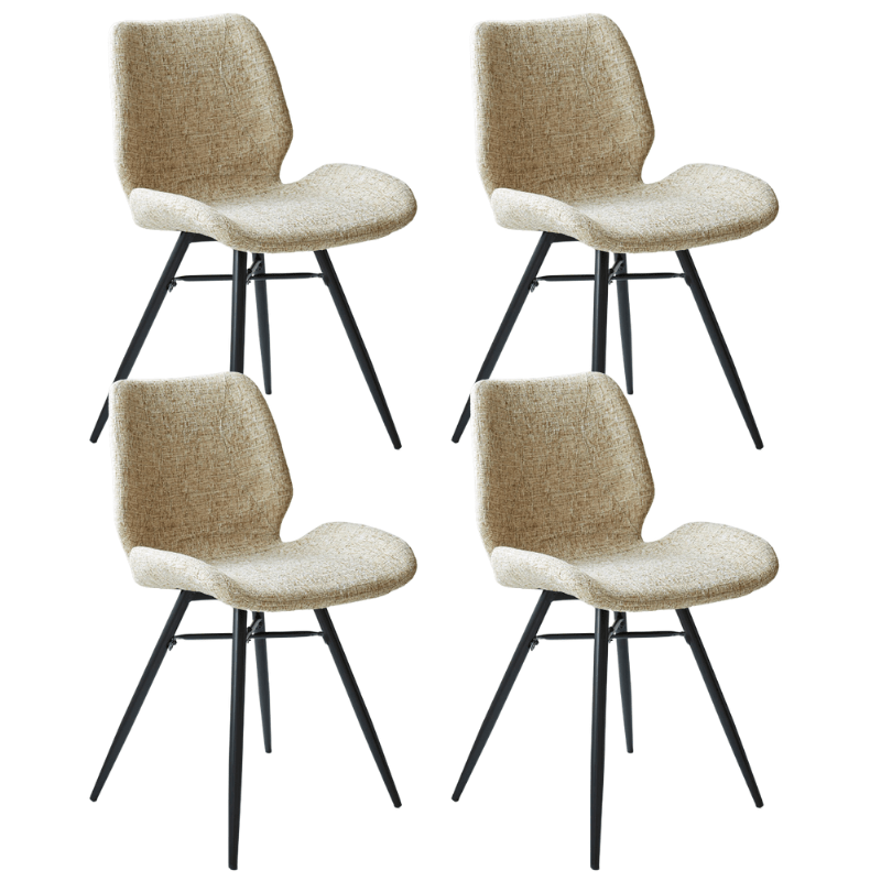 Dining room chairs - Set of 4 Dining room chairs Beau Cream Chenille Fabric - Without Armrests - Dimehouse