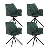 Dining room chairs - Set of 4 Swivel dining room chairs Novan Green Velvet - 180° Rotatable - Dimehouse
