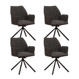 Dining room chairs - Set of 4 Swivel dining room chairs Novan Black Chenille - 180° Rotatable - Dimehouse