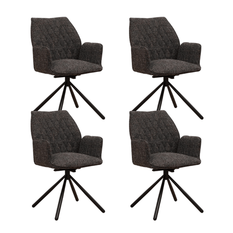 Dining room chairs - Set of 4 Swivel dining room chairs Novan Black Chenille - 180° Rotatable - Dimehouse