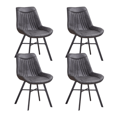 Dining room chairs - Set of 4 Dining room chairs Jada Anthracite Eco - leather - Without Armrests - Dimehouse