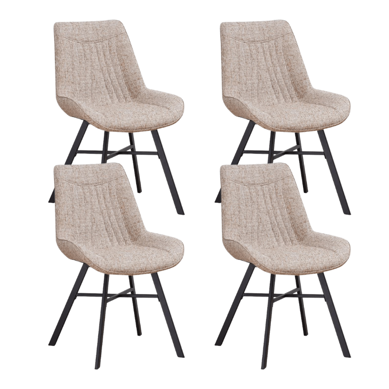 Dining room chairs - Set of 4 Dining room chairs Jada Chenille Fabric Beige - Without Armrests - Dimehouse