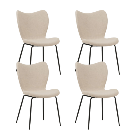 Dining room chairs - Set of 4 Dining room chairs Sia Beige Bouclé Fabric - Without Armrests - Dimehouse