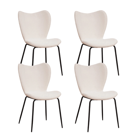 Dining room chairs - Set of 4 Dining room chairs Sia Cream Bouclé Fabric - Without Armrests - Dimehouse