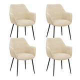 Dining room chairs - Set of 4 Dining room chairs Sev Beige Chenille Fabric - With Armrest - Dimehouse