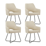 Dining room chairs - Set of 4 Dining room chairs Suzy Beige Fabric - With Armrest - Dimehouse