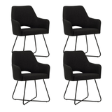Dining room chairs - Set of 4 Dining room chairs Suzy Black Fabric - With Armrest - Dimehouse