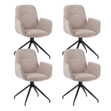 Dining room chairs - Set of 4 Swivel dining room chairs Nela Chenille Beige - With Armrests - Dimehouse