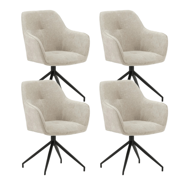 Dining room chairs - Set of 4 Swivel Dining room chairs Camiel Light Gray Chenille - Dimehouse