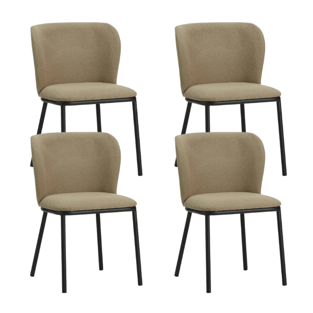 Dining room chairs - Set of 4 Dining room chairs Tess Taupe Bouclé Fabric - Without Armrests - Dimehouse