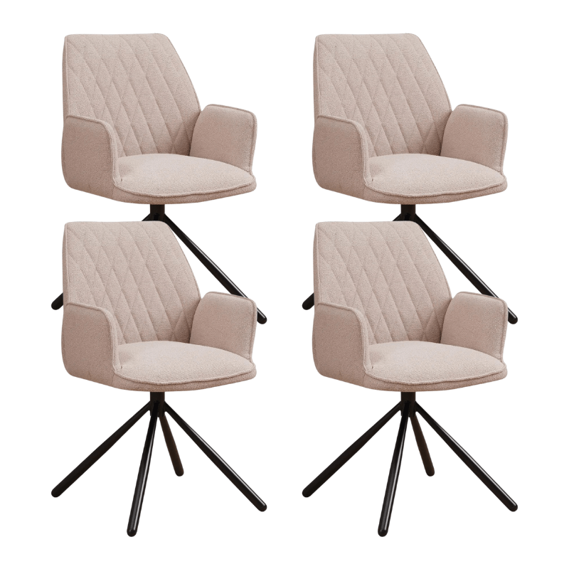 Dining room chairs - Set of 4 Swivel dining room chairs Novan Beige Bouclé - 180° Rotatable - Dimehouse