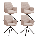 Dining room chairs - Set of 4 Swivel dining room chairs Novan Beige Bouclé - 180° Rotatable - Dimehouse