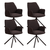 Dining room chairs - Set of 4 Swivel dining room chairs Novan Brown Bouclé - 180° Rotatable - Dimehouse