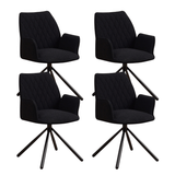 Dining room chairs - Set of 4 Rotatable dining room chairs Novan Black Bouclé - 180° Rotatable - Dimehouse