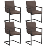 Dining room chairs - Set of 4 Dining room chairs Kuba Industrial Taupe - Faux leather - With Armrests - Dimehouse