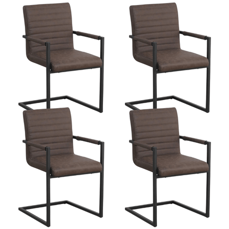 Dining room chairs - Set of 4 Dining room chairs Kuba Industrial Taupe - Faux leather - With Armrests - Dimehouse