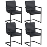 Dining room chairs - Set of 4 Dining room chairs Kuba Industrial Black - Faux leather - With Armrests - Dimehouse