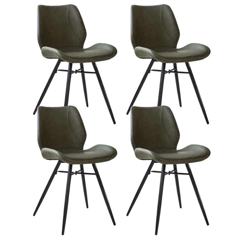 Dining room chairs - Set of 4 Dining room chairs Beau Industrial Green Faux Leather - Without Armrests - Dimehouse