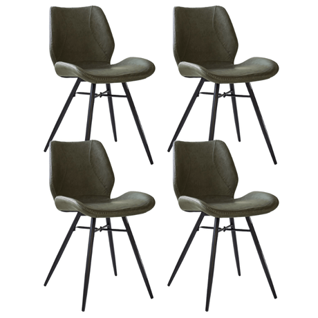 Dining room chairs - Set of 4 Dining room chairs Beau Industrial Green Faux Leather - Without Armrests - Dimehouse