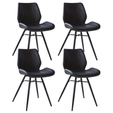 Dining room chairs - Set of 4 Dining room chairs Beau Industrial Black Faux Leather - Without Armrests - Dimehouse