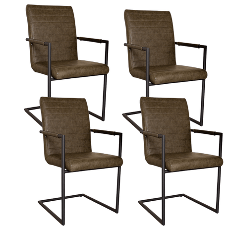 Dining room chairs - Set of 4 Dining room chairs Bras Industrial Green - With Armrests - Dimehouse