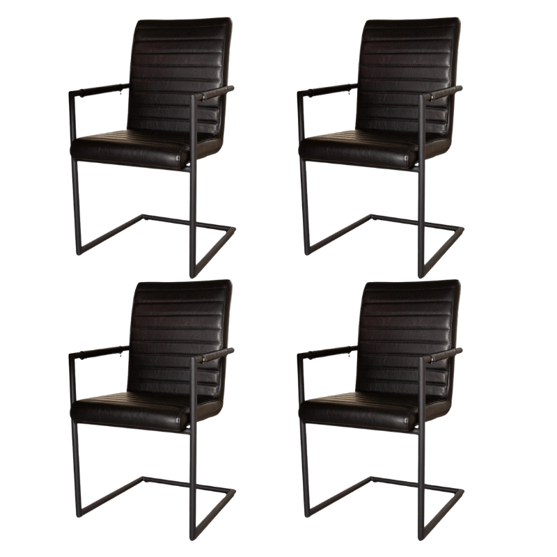 Dining room chairs - Set of 4 Dining room chairs Bras Industrial Black - With Armrests - Dimehouse