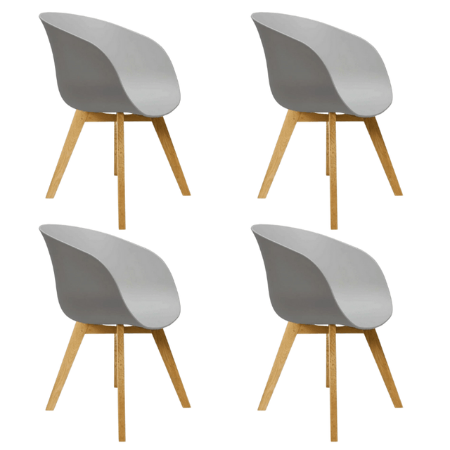 Dining room chairs - Set of 4 Dining room chairs Herning Scandinavian Gray - Plastic and Beech wood - Dimehouse